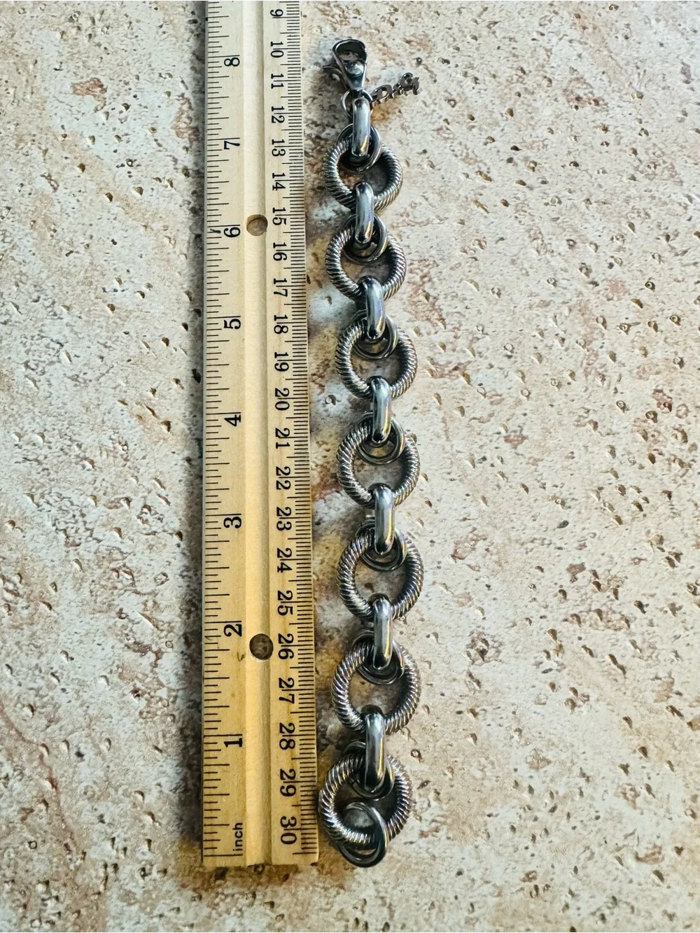 Dolce & Gabbana Silver Textured Chain Link Bracelet with D&G Charm